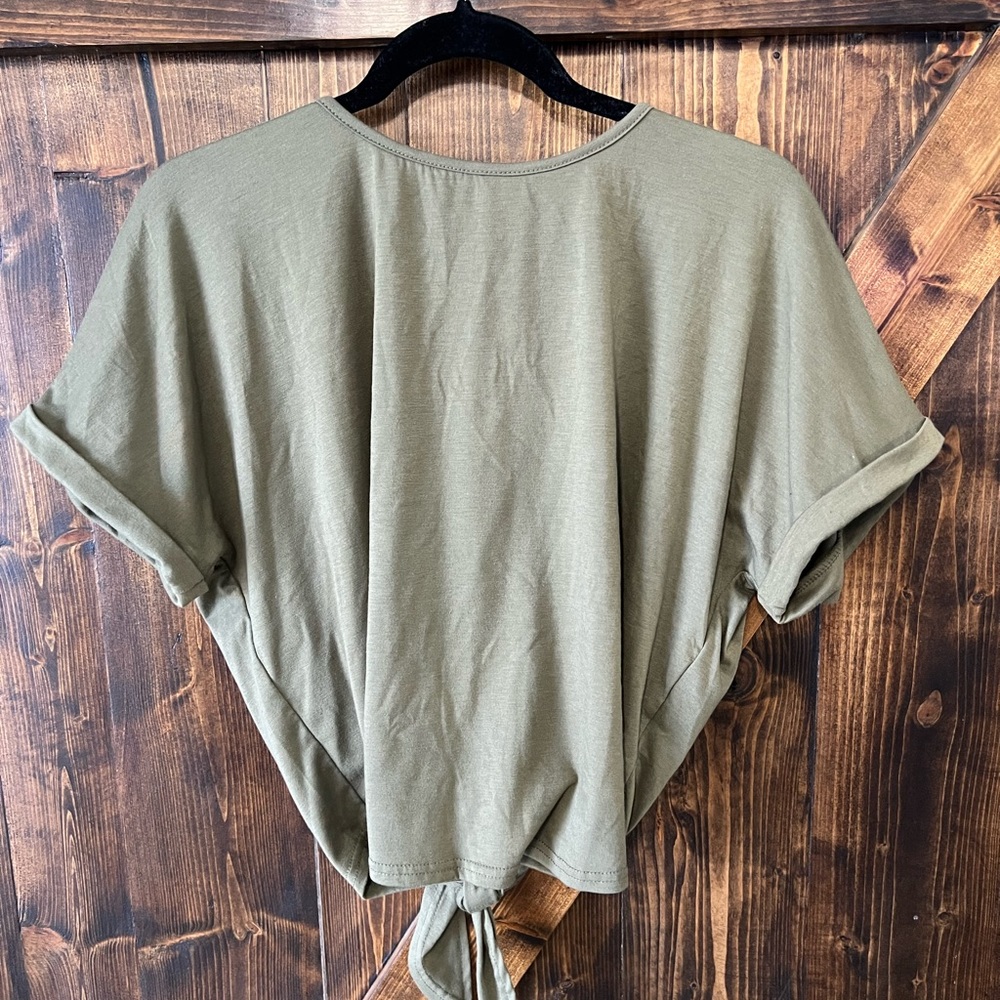 Green, Tie Back Top with Back Cut Out